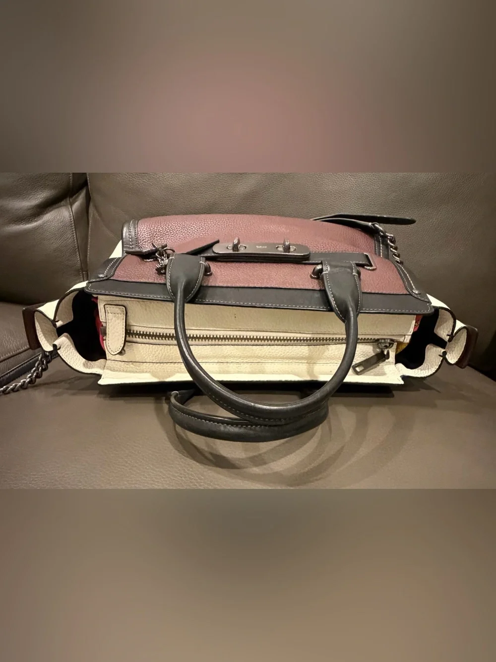 EUC Preloved Coach Swagger Carryall Colorblock Satchel w/ Crossbody Strap